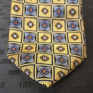 Jos. A. Bank Signature Gold 100% Silk Tie – NWT, Geometric Gold & Blue 👔✨